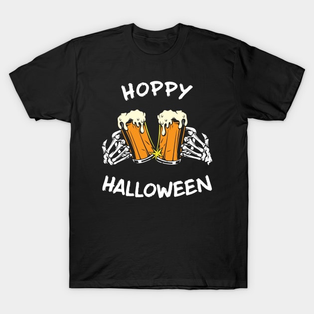 Hoppy Halloween: Funny Skeleton Hands With Beer T-Shirt by TwistedCharm